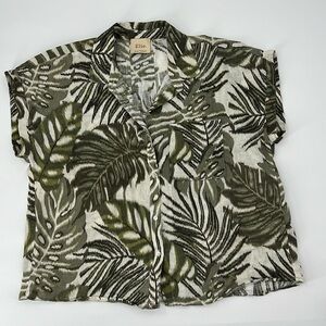 Elle Women's Green Leaf Print Top